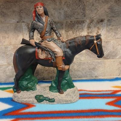 Chief on horse Native American Ceramic Statue Artwork