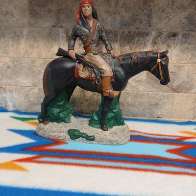 Chief on horse Native American Ceramic Statue Artwork