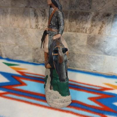 Chief on horse Native American Ceramic Statue Artwork