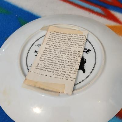 Native American ceramic Statue artwork and Numbered "Deliverance" Collectible plate