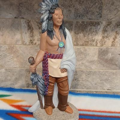 Native American ceramic Statue artwork and Numbered "Deliverance" Collectible plate