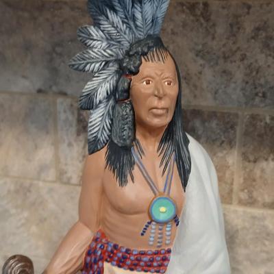 Native American ceramic Statue artwork and Numbered "Deliverance" Collectible plate