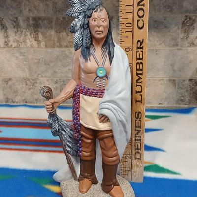Native American ceramic Statue artwork and Numbered "Deliverance" Collectible plate