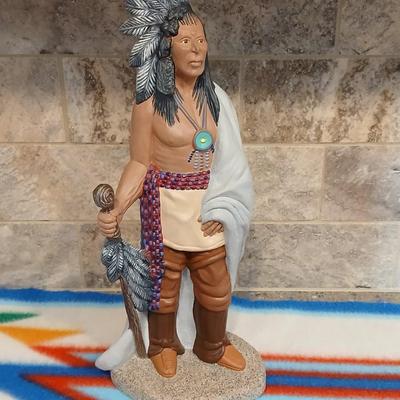 Native American ceramic Statue artwork and Numbered "Deliverance" Collectible plate