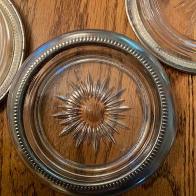 Vtg Set of 4 Leonard silver trimmed coasters