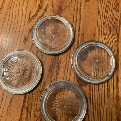 Vtg Set of 4 Leonard silver trimmed coasters
