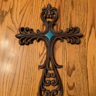 Cross with faux turquoise center