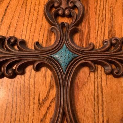 Cross with faux turquoise center
