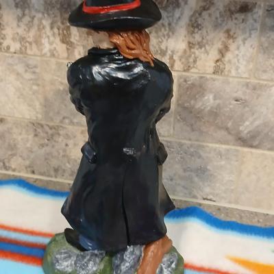 Cowboy ceramic Art Statue and Vintage Old Fitzgerald whisky bottle with horse