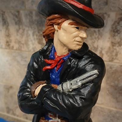 Cowboy ceramic Art Statue and Vintage Old Fitzgerald whisky bottle with horse