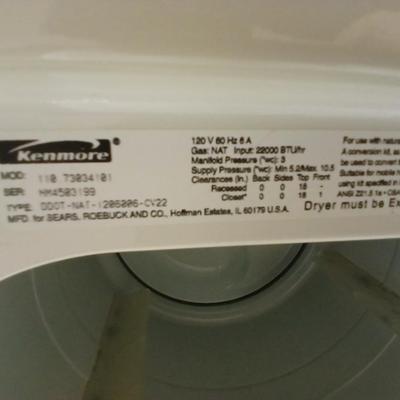 Kenmore Elite GAS Dryer Heavy duty - King size capacity - Quiet Pak 1