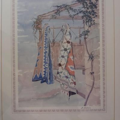 Framed artwork by B. Hobson - Native American's wrapped in blankets