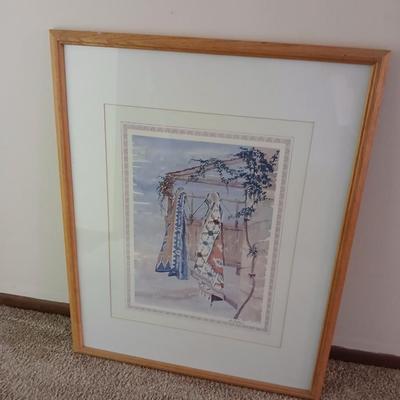 Framed artwork by B. Hobson - Native American's wrapped in blankets