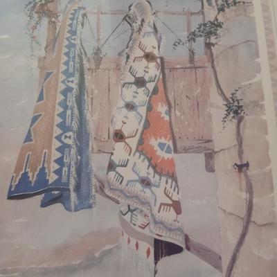 Framed artwork by B. Hobson - Native American's wrapped in blankets