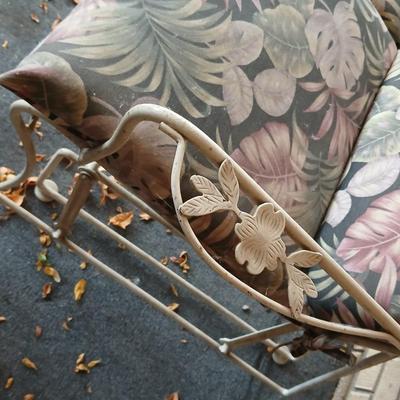 Wrought iron mesh Glider bench with cushion