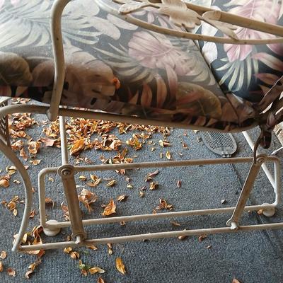Wrought iron mesh Glider bench with cushion