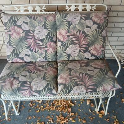 Wrought iron mesh Glider bench with cushion