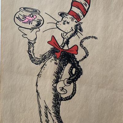 Dr. Seuss hand drawn and signed sketch