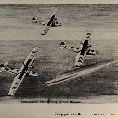 WW2 Navy Patrol litho. 8x10 inches