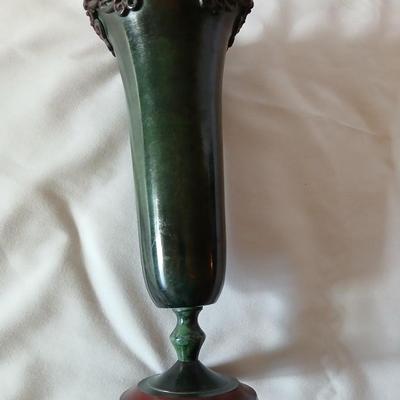 Beautiful tin vase with rose and hanging iron heart with rose candle holder