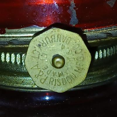 Beautiful ruby Red Risdon Mfg. Co. Danbury P.&A. oil lamp
