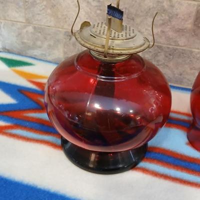Beautiful ruby Red Risdon Mfg. Co. Danbury P.&A. oil lamp