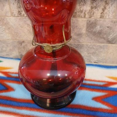 Beautiful ruby Red Risdon Mfg. Co. Danbury P.&A. oil lamp
