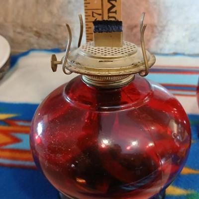 Beautiful ruby Red Risdon Mfg. Co. Danbury P.&A. oil lamp