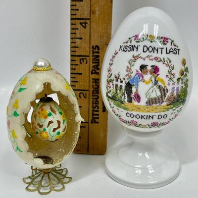 Mixed Lot - Home Decor - Eggs, Ornaments, Glass Bowl