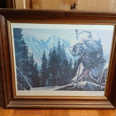 RARE! Vintage framed Signed & Numbered artwork D.W. Christenson Mountain man with Rifle