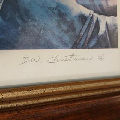 RARE! Vintage framed Signed & Numbered artwork D.W. Christenson Mountain man with Rifle