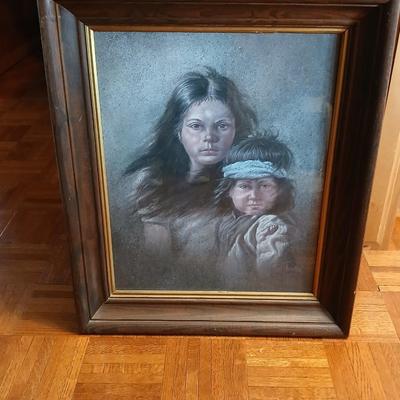 Framed Gregory Perillo Native American portrait artwork
