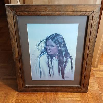 Vintage Penni Anne Cross Alawa-sta-we-ches First Nations Native Woman Framed artwork