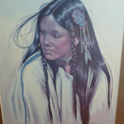 Vintage Penni Anne Cross Alawa-sta-we-ches First Nations Native Woman Framed artwork