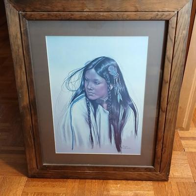 Vintage Penni Anne Cross Alawa-sta-we-ches First Nations Native Woman Framed artwork