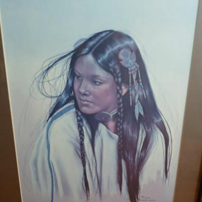 Vintage Penni Anne Cross Alawa-sta-we-ches First Nations Native Woman Framed artwork