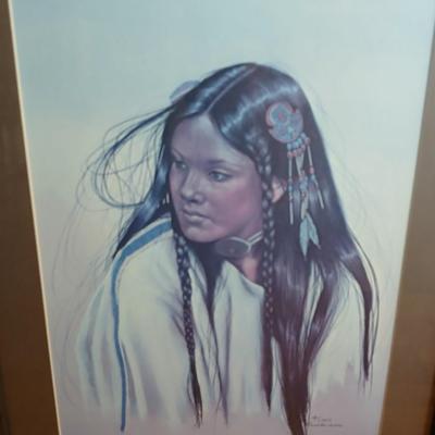 Vintage Penni Anne Cross Alawa-sta-we-ches First Nations Native Woman Framed artwork