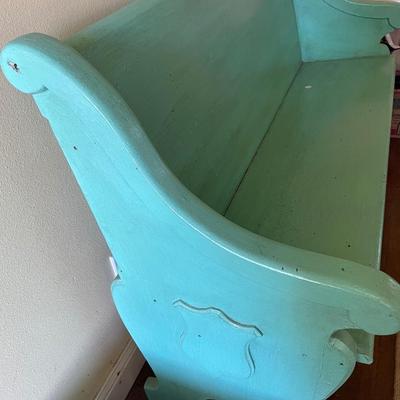 Teal painted bench