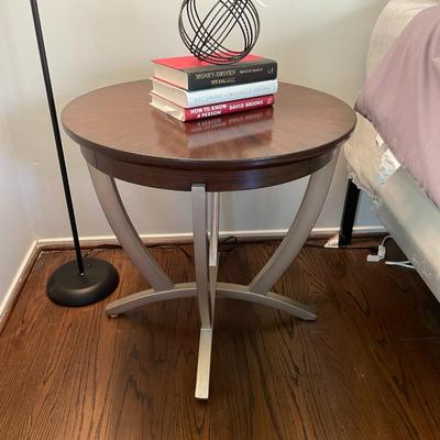 Round Zebra Wood Side Table