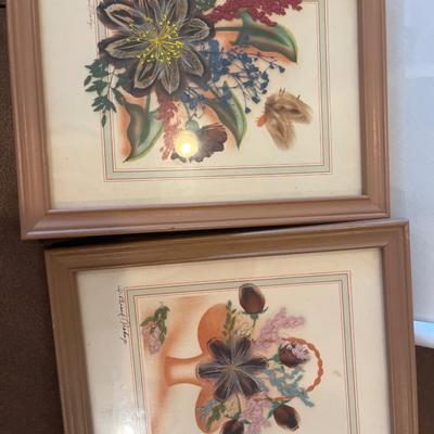 Ellen Diederich signed art & 2 feather art PCs by I. Bisek Prokop