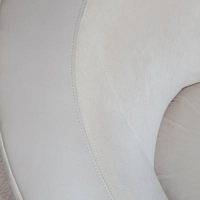 Nautilus leather & suede Cream post modern swivel chair