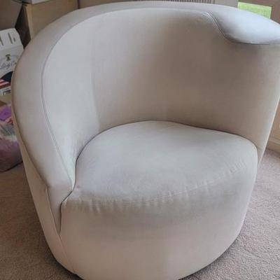 Nautilus leather & suede Cream post modern swivel chair