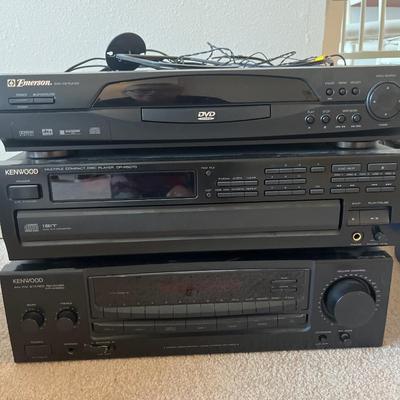 Kenwood Receiver, Kenwood multi-disc player, Emerson DVD player