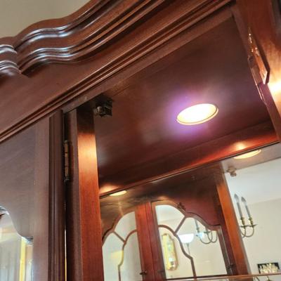 American Drew China Hutch Cabinet w 3 level lighting 2 Pieces
