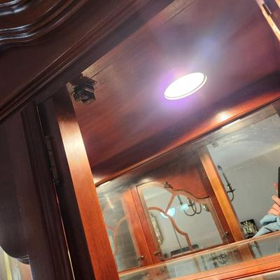 American Drew China Hutch Cabinet w 3 level lighting 2 Pieces