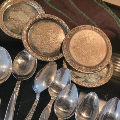 Silverware, coasters, silver clothes