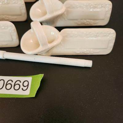 12 Vintage Porcelain Basket Place Card