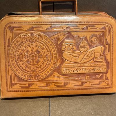 Vintage tooled leather briefcase