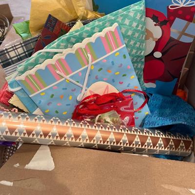 Christmas gift bags, wrap, bows, cards, letterhead, envelopes