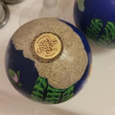 Candles, glass floral holder